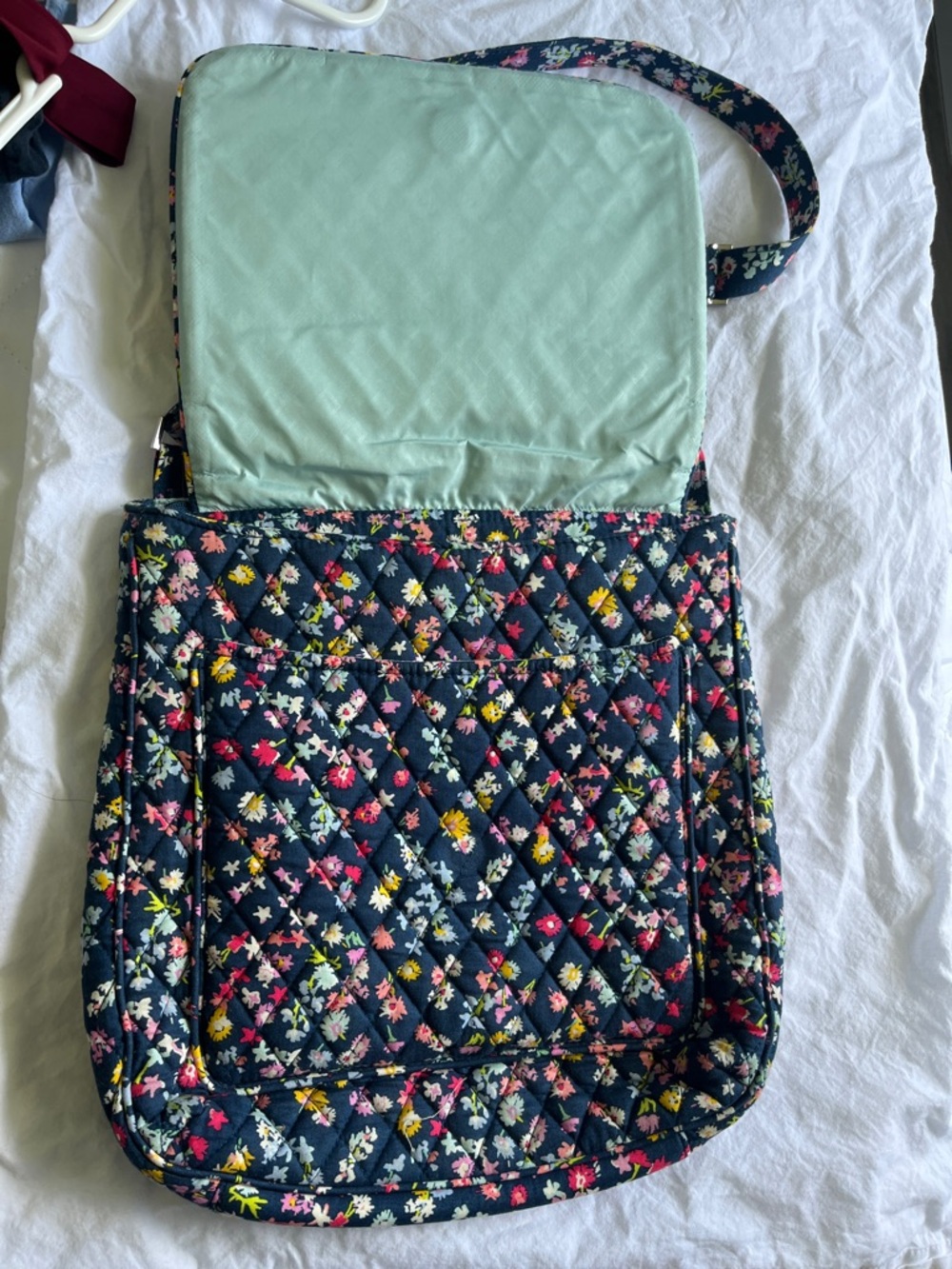 Vera Bradley Navy Floral Crossbody Messenger Bag - Picture 2 of 12